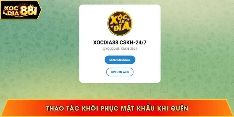 Thao tác khôi phục lại mật khẩu